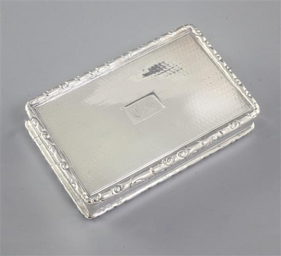 A William IV engine turned silver snuff box, by Edward Smith, Length 80mm Weight: 4.3oz/135grms